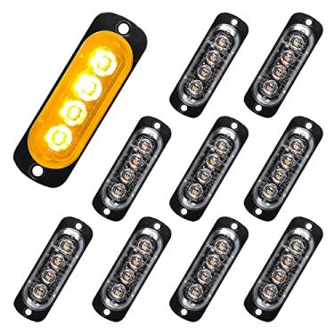 Imagem de Sidaqi 10 peças âmbar 4-LED luzes de liberação de reboque montagem em superfície luzes marcadoras laterais à prova d'água LED reboque luzes para caminhão, barco, trailer, trator, motocicleta, van,