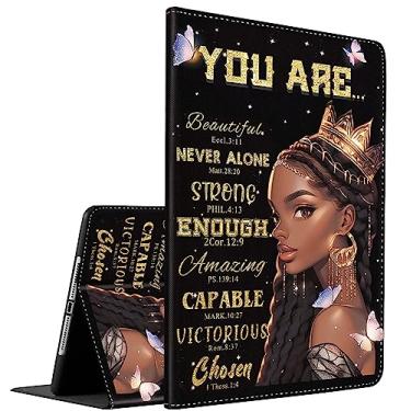 Imagem de Capa para Samsung Galaxy Tab S6 Lite 10,4 polegadas 2022/2020 modelo (SM-P610/P613/P615/P619), suporte inteligente multi-ângulo, hibernar/despertar automático, mulheres afro-americanas, rainha negra