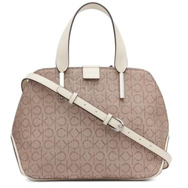 Imagem de Calvin Klein Bolsa Audrey com compartimento triplo, Amêndoa/castanho-acinzentado/branco em relevo, One Size