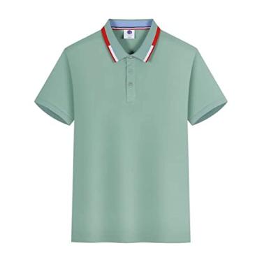 Imagem de Polos de desempenho masculino tênis camiseta secagem rápida estiramento regular ajuste esporte casual (Color : Green, Size : XL)