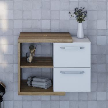 Imagem de Armário Gabinete Nexus 65cm Contemporâneo Lâmina Mel/Branco Chess