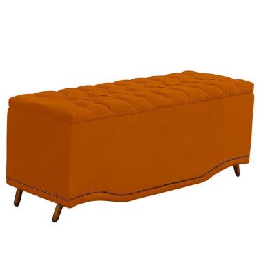 Imagem de Calçadeira Baú Queen Estofada Maitê Veludo Cor Terracota
