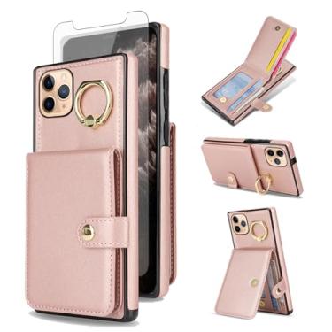 Imagem de Asuwish Capa de celular para iPhone 11 Pro 5.8 carteira de celular com anel protetor de tela de vidro temperado com bloqueio de RFID, compartimento para cartão de crédito iPhone11pro iPhone11 i XI 11s