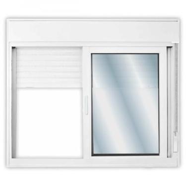 Imagem de Janela de Correr Alumínio 2 Folhas com Persiana Integrada Mgm Sólida 120cmx120cm Vidro Liso Incolor Branco
