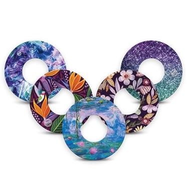 Imagem de ExpressionMed - Pacifica Vareity Pack - Patch adesivo para Libre 2 e Lingo (pacote com 5) - Feito nos EUA, impermeável, não desfia, fitas de sensor CGM pré-cortadas