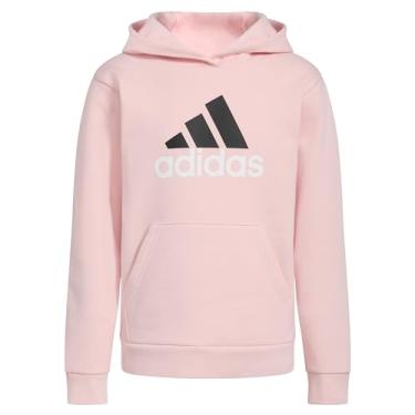 Imagem de adidas Pulôver com capuz de lã gráfico de manga comprida para meninas, Rosa arenoso, 3 Anos