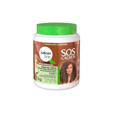 Imagem de Salon Line, Creme para Pentear, SOS Cachos, Óleo de Coco 5 em 1, Vegano - Para Cabelos Ondulados, Cacheados e Crespos, 1kg