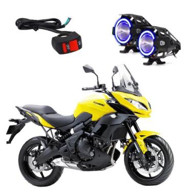 Imagem de Par Farol de Milha Angel Eye U7 Azul para Moto Kawasaki Versys City 65