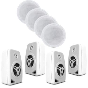 Imagem de Kit Som Ambiente 4 Caixas Parede + 4 Caixas Embutir Gesso - ORION