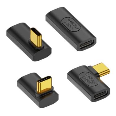 Imagem de Duttek Adaptador USB C de 90 graus, adaptador USB C fêmea para fêmea de 240 W e adaptador USB C para USB C de ângulo reto de 40 Gbps suporta cabo Thunderbolt 4 para MacBook Thunderbolt 4, Steam Deck,