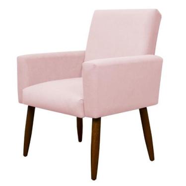 Imagem de Cadeira Poltrona Sala Escritorio Recepção Nina Suede Herrero, Rosa Beb