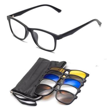 Imagem de Armação De Óculos com Clip On 6 Em 1 Modelo 2291 Preto Troca Lentes Ma