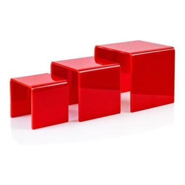 Imagem de Prateleira Para Vitrine Cubo Nicho Acrilico Colorido 3 Pecas - Idealle