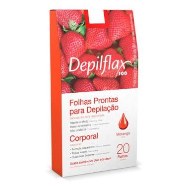 Imagem de Depilflax Folhas Prontas para Depilação Corporal / 20 folhas, Morango