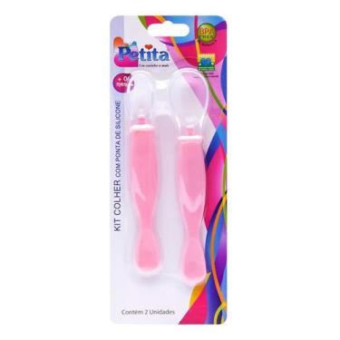 Imagem de Kit Com 2 Colheres Ponta de Silicone Bebe Azul Para alimentação mais 6