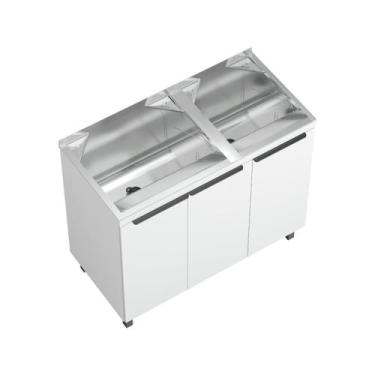 Imagem de Kit Lavanderia Duplo com Balcao Branco - 114 Litros - GhelPlus