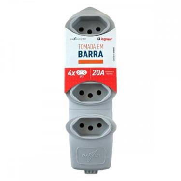 Imagem de Tomada Barra Daneva Desmontavel 2 Polos + Terra 20A. 4 Tomadas Cinza