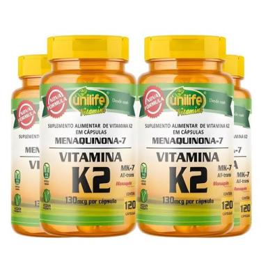 Imagem de KIT C/4 Un.  Vitamina K2 135mcg Mk7 Menaquinona Concentrada 120 Cápsul