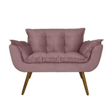 Imagem de Namoradeira Poltrona Sofá 2 Lugares Sala de Estar Opala Suede Rosê - L