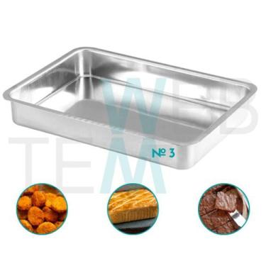 Imagem de Assadeira Retangular Alta nº3 Alumínio Sustentável para Assados, Bolos