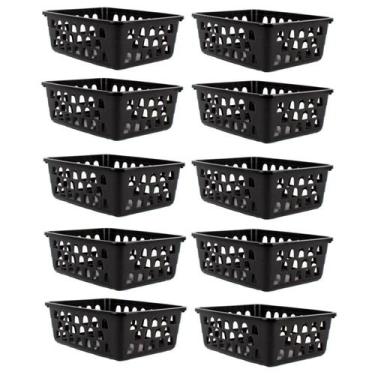 Imagem de Kit 10 Cestos Multiuso Organizador Médio Preto 20x15,5x6,5Cm - 123 Org