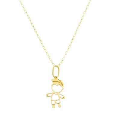 Imagem de Colar Feminino Americana 40cm De Ouro 18k Com Pingente Filho - DR Joia