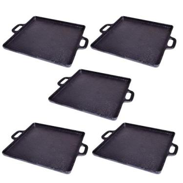 Imagem de Kit 5 Bifeteira De Ferro Lisa Quadrada Alça Ferro 30X30Cm - Rig Fundid