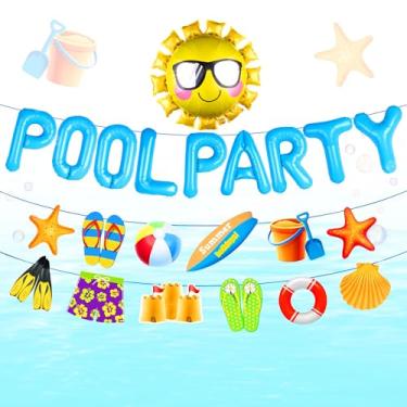Imagem de LaVenty Decoração de festa na piscina azul artigos de festa na praia balões de sol de verão para festa na piscina na praia de Luau Havaí