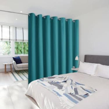 Imagem de NICETOWN Cortinas de teto, divisória de tela divisória de quarto, persiana vertical para porta de estilingue, cortina de janela blackout, persiana de privacidade para pátio (azul pavão, painel único,