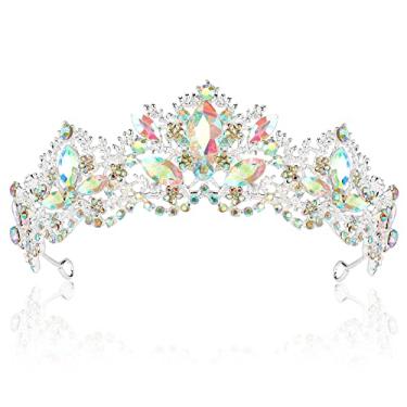 Imagem de Exacoo Tiaras prateadas para mulheres, coroas de cristal para meninas, aurora boreal, casamento, noiva, princesa, formatura, festa, rainha, acessórios de cabelo para aniversário, Halloween, noivas,