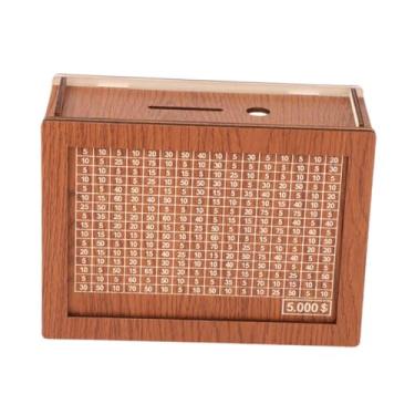 Imagem de UxicRuya Caixa de Dinheiro de Madeira, Cofrinho, Caixa de Armazenamento, Decoração de Casa Portátil, Caixa de Economia de Dinheiro, Economia de Dinheiro para S, Pode armazenar 5.000 USD