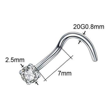 Imagem de Piercing Nariz Nostril Aço Pedra Zirconia 3mm Pt De Luz - De Castro jo
