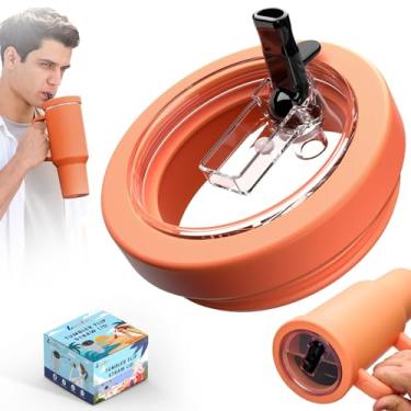 Imagem de Copo de silicone de 1,134 g, tampas de canudo compatíveis com Stanley Quencher, à prova de derramamento, acessórios de tampa de copos resistentes a respingos com conjunto de escova de limpeza