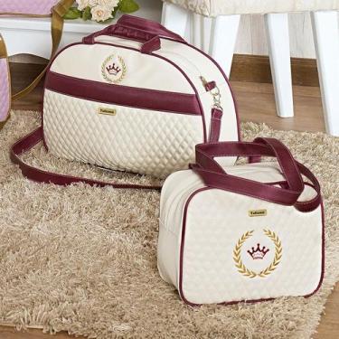 Imagem de Kit Bolsa Maternidade Puppi Coroa Palha e Bordô G e P - Talismã