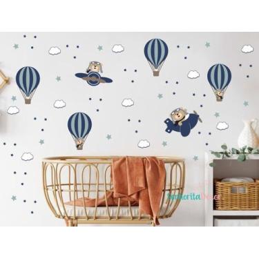 Imagem de Adesivo De Parede Decoração Infantil Meninos Urso Aviador - senhorita 