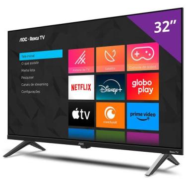 Imagem de Tv Smart Aoc 32 Hd Roku S5045/78G 3 hdmi 1usb, Preto, Bivolt