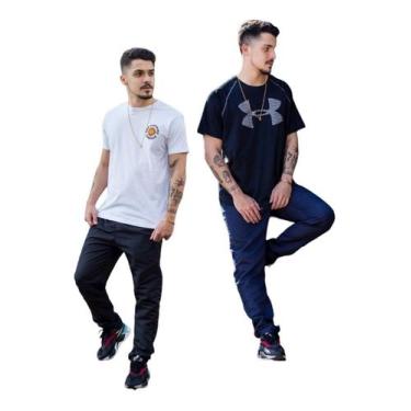 Imagem de 2 Calças Tactel Masculina Skinny Jogger Elastico Barra 416 - FR, 1 azu