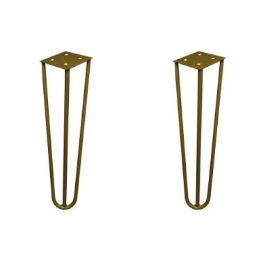 Imagem de Kit 2 Pés de Metal 25 CM Hairpin Legs Rack e Puffs Dourado G41 - Gran 