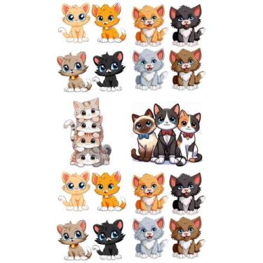 Imagem de Kit 18 Tatuagem Temporaria Tema Gatos Mod 01 - Chinesa