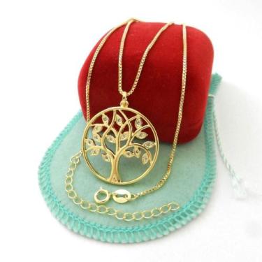 Imagem de Corrente Feminina 40/45cm 1mm Arvore Folheado Ouro 18k CR882 - WNBIJOU