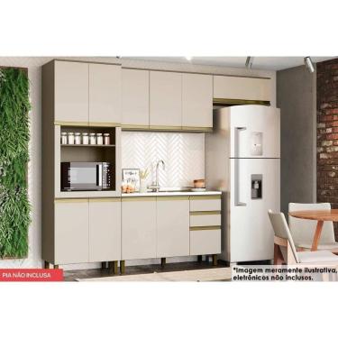 Imagem de Cozinha Modulada Henn Connect 4 Peças (2Aéreo+1Balcão+1Paneleiro) C6P12 Duna/Cristal-Henn