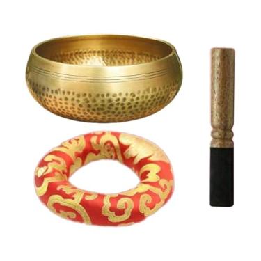 Imagem de Milageto Conjunto de Tigela de Canto Martelada à Mão Tibetana, Tigela de Cobre para Entusiastas Da Meditação, Instrumento Musical, Tigela de Meditação Multiuso, 12cm