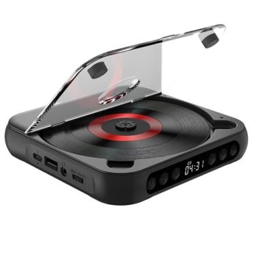 Imagem de Leitor de CD, Leitor de Música Portátil BT Corredor de CD Com Tampa à Prova de Poeira 6 Modos A-B Repeat Timer Controle Remoto Função de Reprodução Externa para Desktop Doméstico