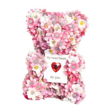 Imagem de Fenteer Decoração de urso floral adorável urso de pelúcia rosa para o Natal feriado dia dos namorados presentes para mulheres esposa namorada