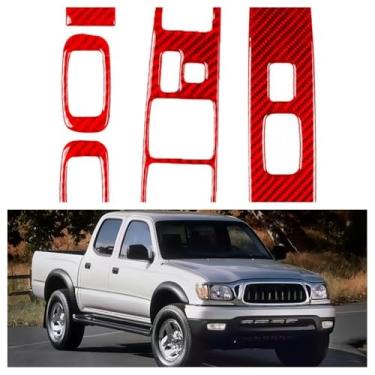 Imagem de IKUESM Compatible with Toyota Tacuma (Special Edition) 2001 2002 2003 2004 Black/Red Carbon Fiber Lift Panel Sticker 5pcs/set(Red)