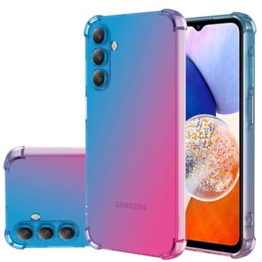 Imagem de Gufuwo Capa para Galaxy A16 5G, capa fofa para Samsung A16 SM-A166B para meninas e mulheres, capa protetora de TPU macio antiarranhões gradiente à prova de choque para Samsung Galaxy A16 azul/rosa