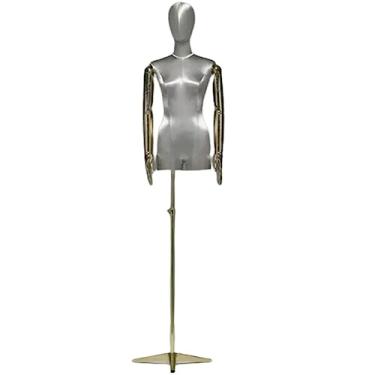 Imagem de Multiuso Manequim de Superfície de Cetim de Seda Espuma Sólida Meio Corpo de Manequim Feminino Altura Ajustável Corpo de Manequim Com Forma de Vestido de Suporte Janela