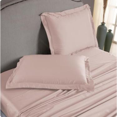 Imagem de Fronha Algodão Egípcio 1000 Fios Toque Acetinado Gelada (Rosê, 70x50 com Aba)