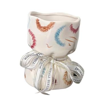 Imagem de IEUDNS Vaso de flores de cerâmica, recipiente de plantas, artesanato, decoração de casa, ornamento de mesa, arranjo de flores, vaso decorativo para férias, Multicolorido