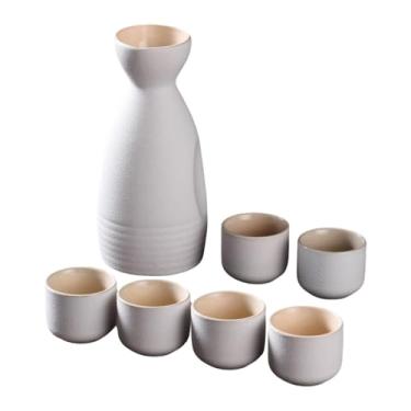 Imagem de DimyFew Conjunto de copos de cerâmica para saquê japonês conjunto de bebidas de saquê tradicional para armário de festa de chá, Branco